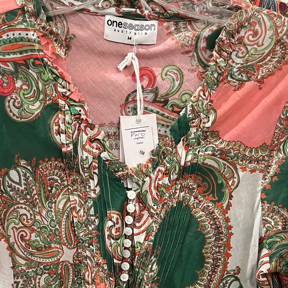 Paisley Maxi Dress in Green and Pink - Picture 1 of 3